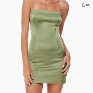 Aritzia Sunday best shimmer mini dress in sage frost